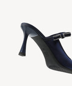 GraceLithe Velvet Bow Pointed Toe Heeled Mule