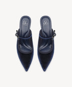 GraceLithe Velvet Bow Pointed Toe Heeled Mule