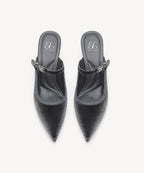 GraceLithe Velvet Bow Pointed Toe Heeled Mule