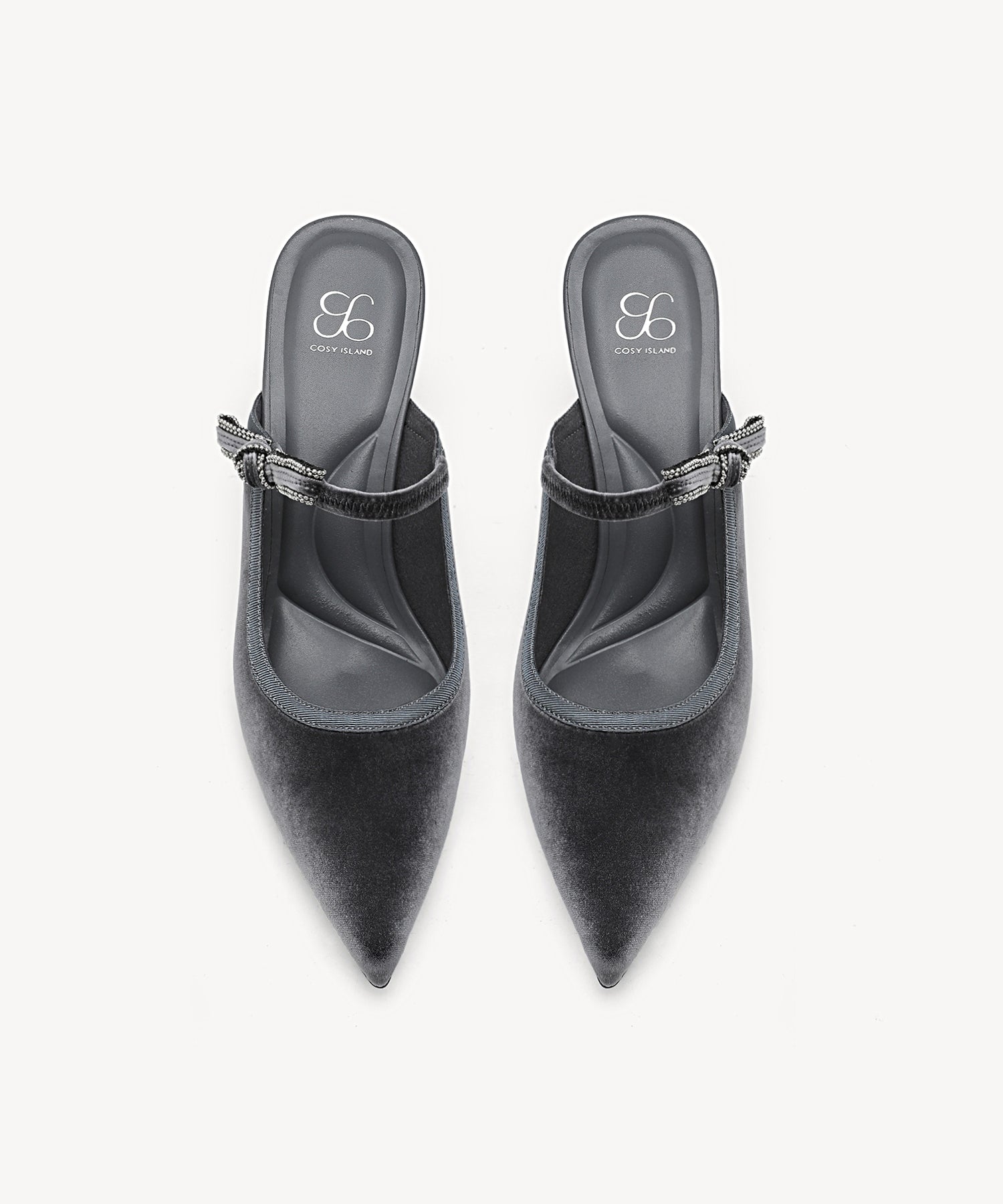 GraceLithe Velvet Bow Pointed Toe Heeled Mule