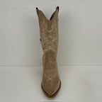 Leuke suèdine cowboylaarzen met gaaf design khaki
