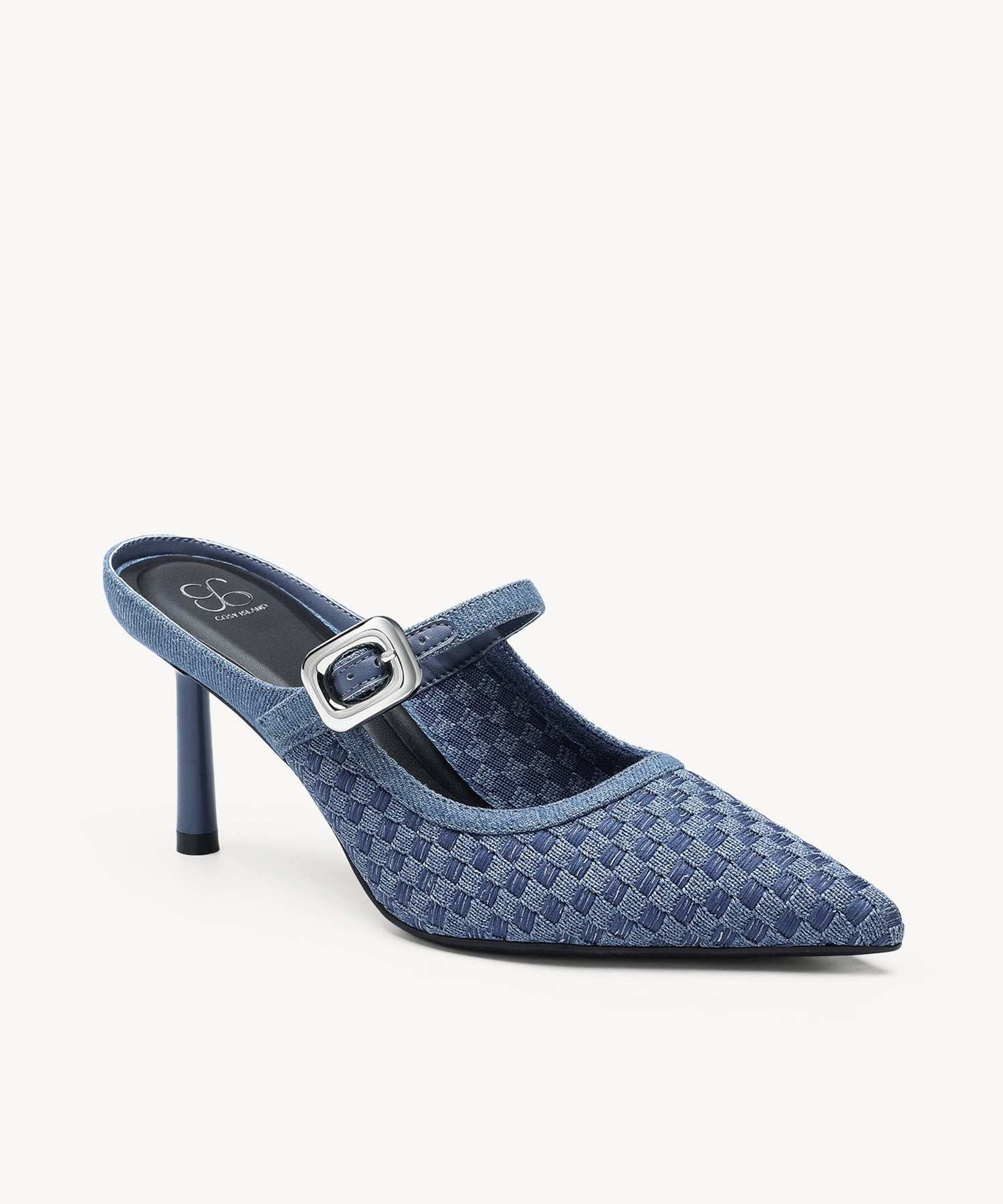 GraceLithe Denim Pointed Toe Heeled Mule