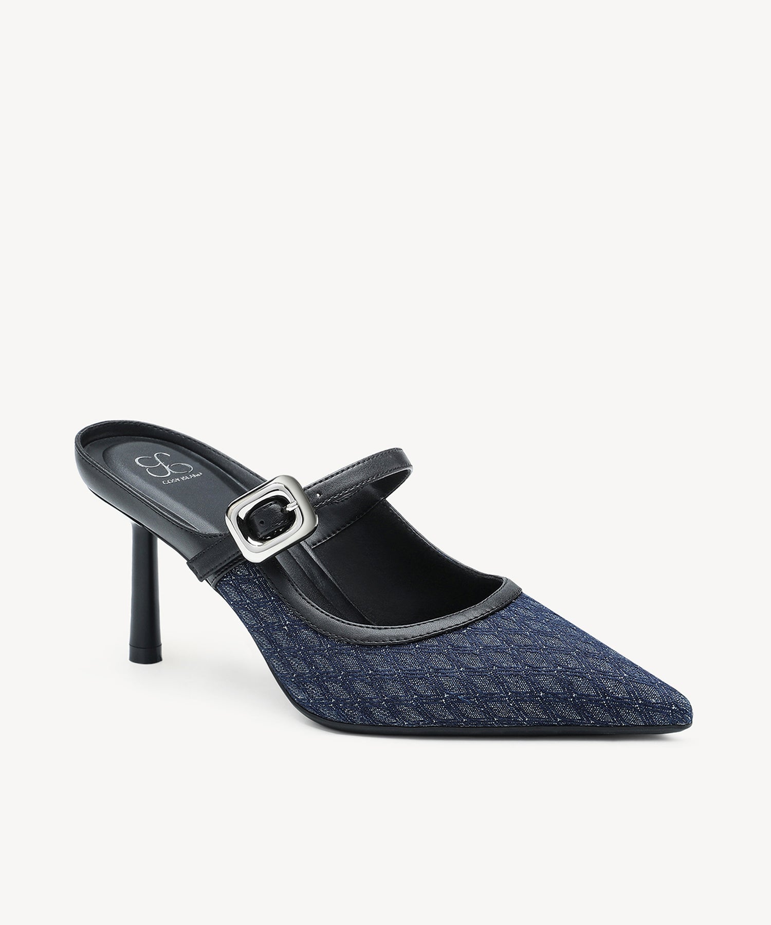 GraceLithe Denim Pointed Toe Heeled Mule