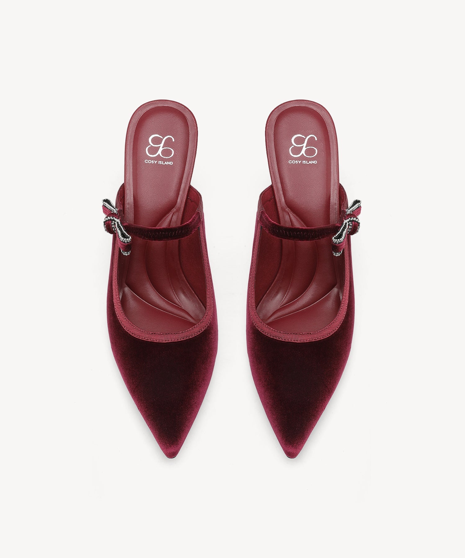 GraceLithe Velvet Bow Pointed Toe Heeled Mule