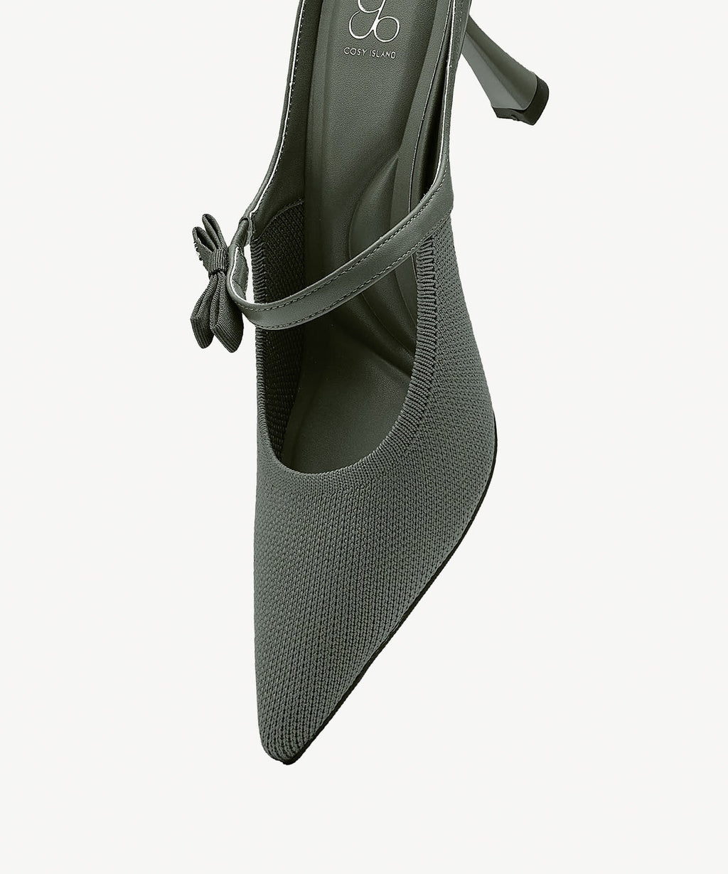 GraceLithe Bow Pointed Toe Heeled Mule