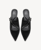 GraceLithe Velvet Bow Pointed Toe Heeled Mule