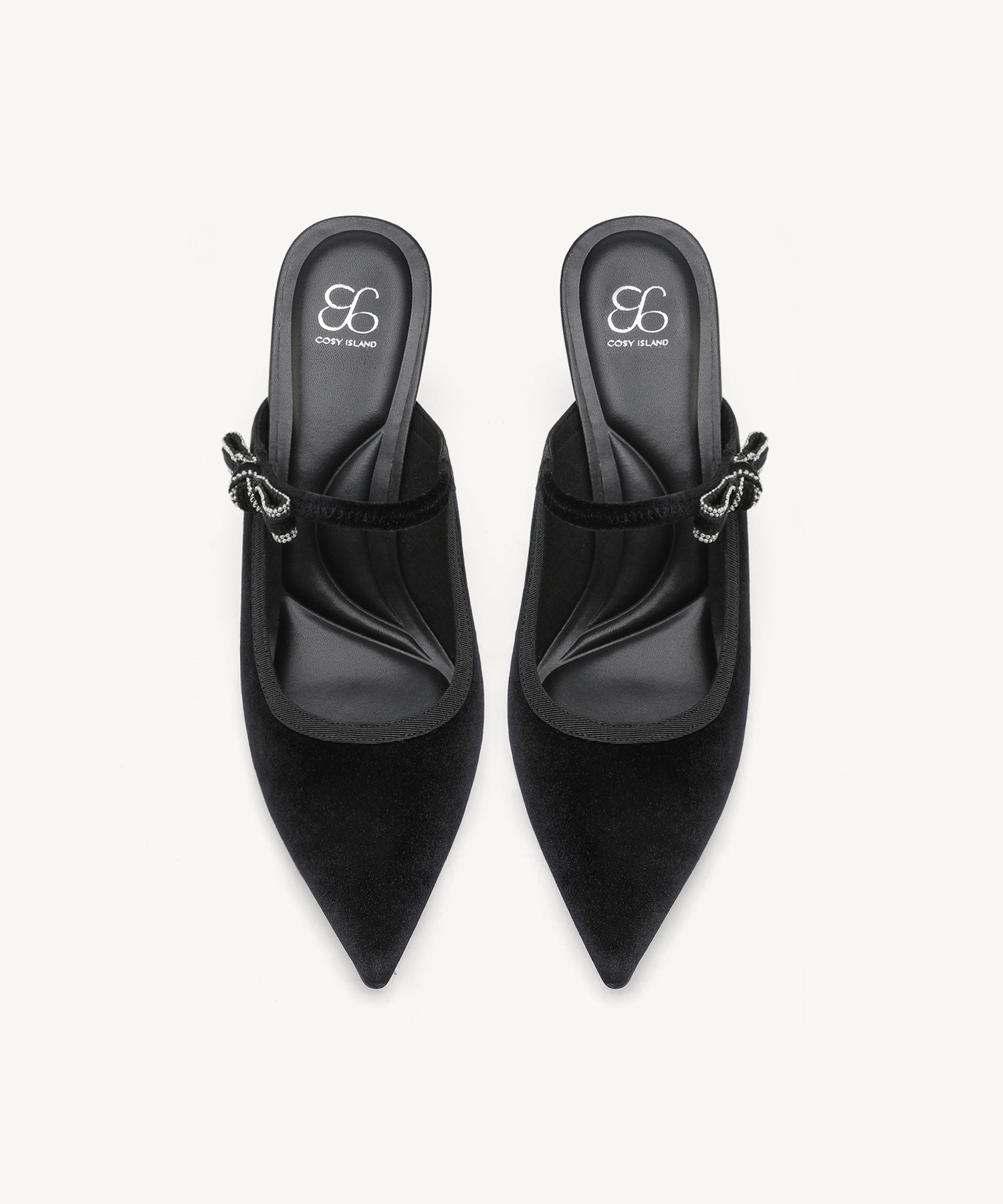 GraceLithe Velvet Bow Pointed Toe Heeled Mule