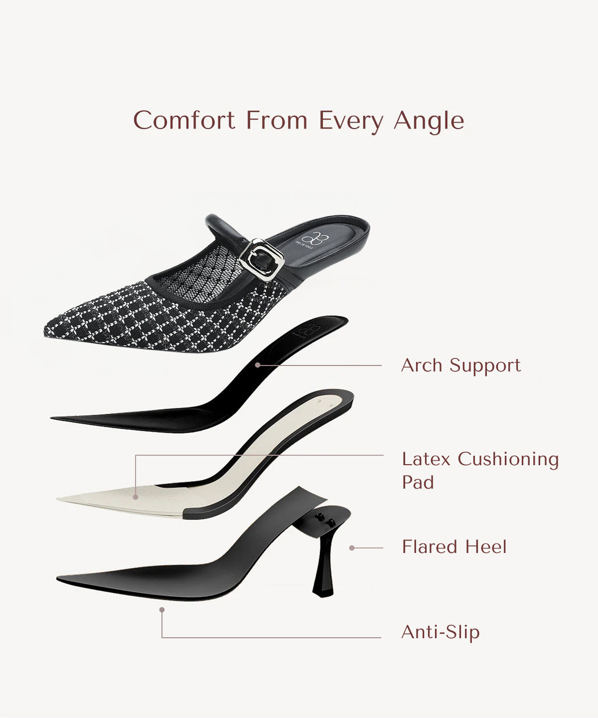GraceLithe Pointed Toe Heeled Mule