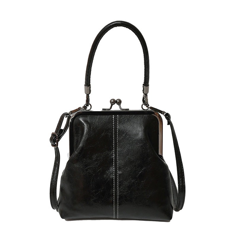 👜 50% KORTING NU! 💋 Dames Kiss Lock Crossbody Tas met Bovenhengsel – Vintage messing sluiting & gestructureerde vorm – Afneembare riem, perfect voor dagelijks gebruik of dinerdates ✨