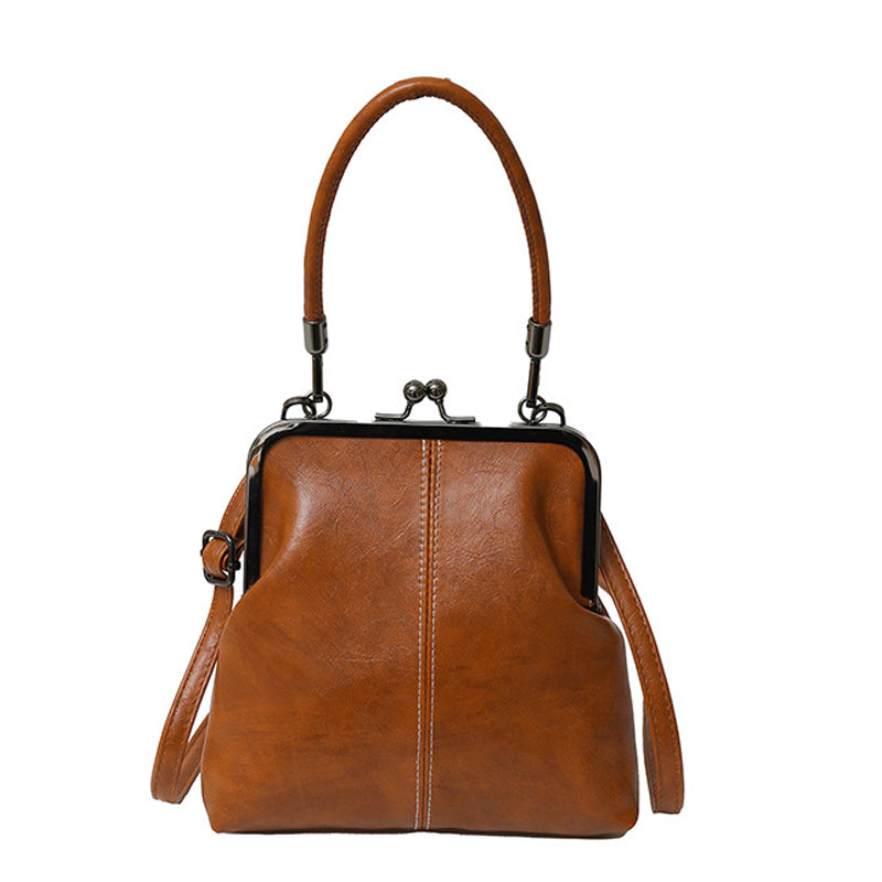 👜 50% KORTING NU! 💋 Dames Kiss Lock Crossbody Tas met Bovenhengsel – Vintage messing sluiting & gestructureerde vorm – Afneembare riem, perfect voor dagelijks gebruik of dinerdates ✨